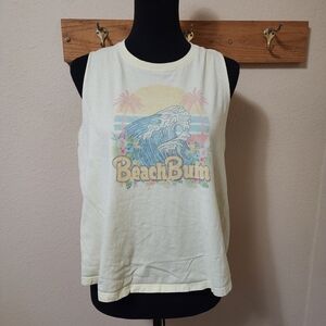Bella Canvas Beach Bum Waves Yellow Summer Tank Top